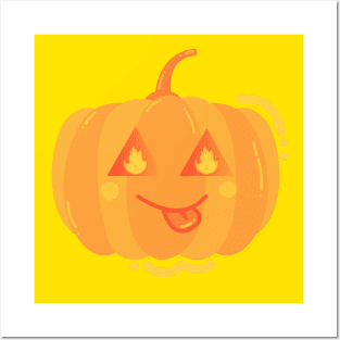 Orange squash Pop style Monochromatic pumpkin Halloween Posters and Art